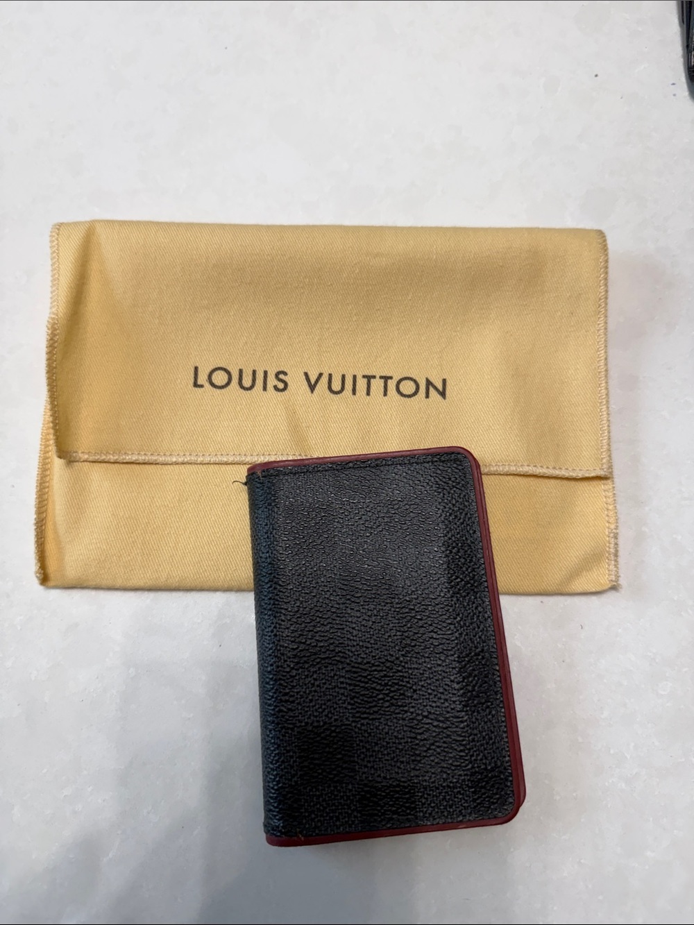 Louis Vuitton Black and Burgundy Bi-Fold Card Wallet